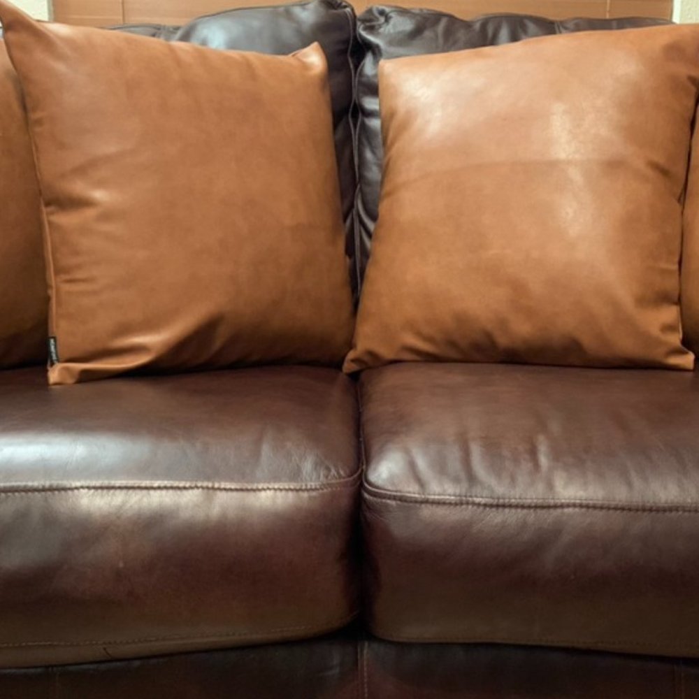 Throw Pillow, HOMFINER Faux Leather Throw Pillow Covers, 18 x 18 inch Included